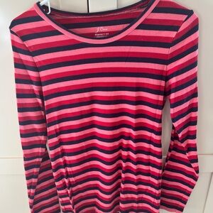J.Crew Pink and Navy Striped Top